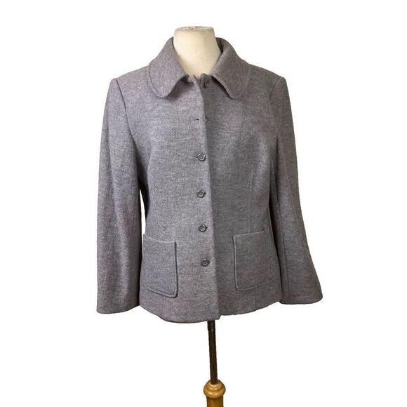 Pendleton 100% Wool Coat Short Heavy Womens Size Large Grey Workwear Business - Picture 1 of 8